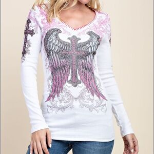 Rhinestone Wing Cross